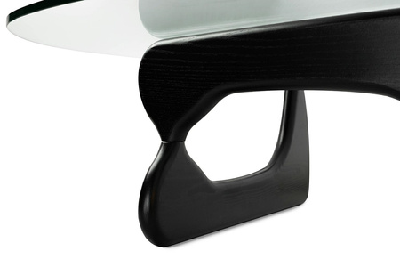 Stolik STABLE BLACK - szkło, podstawa drewniana czarny jesion.