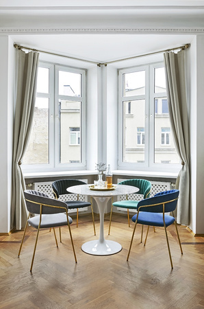 Stół TULIP MARBLE 90 CARRARA biały - marmur, metal