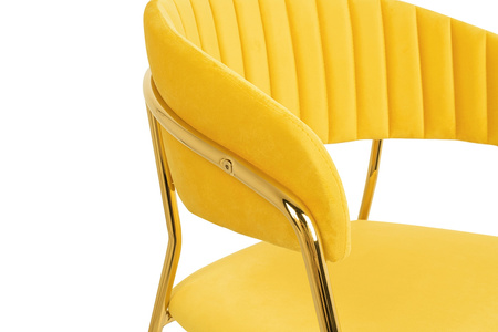 Krzesło MARGO żółte - welur, podstawa złota