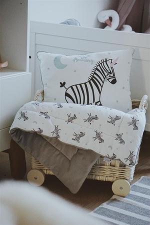 ZEBRY pościel z wypełnieniem i poduszką płaską (duży wzór - panel)