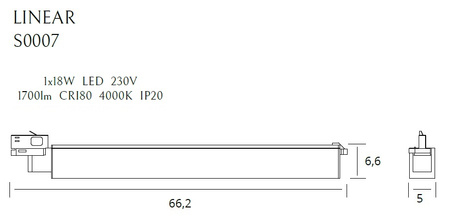 MAXLIGHT S0007 LAMPA DO SZYNOPRZEWODU LINEAR TRACK BLACK 18W 4000K