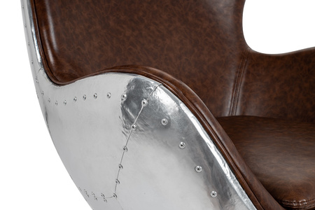 Fotel EGG AVIATOR PU brązowy - ekoskóra, metal