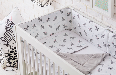 ZEBRY pościel z wypełnieniem i poduszką płaską ( drobny wzór)