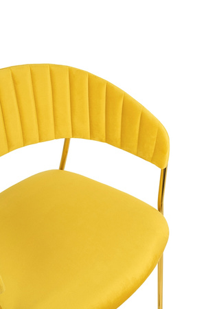 Krzesło MARGO żółte - welur, podstawa złota