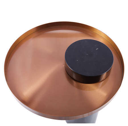 Stolik kawowy COLUMN marmurowy czarno miedziany 55 cm
