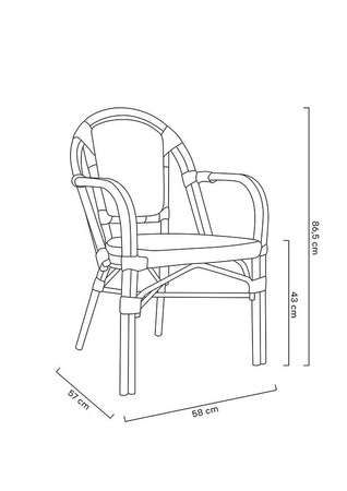 Krzesło ogrodowe CAFE PARIS ARM brązowe rattan