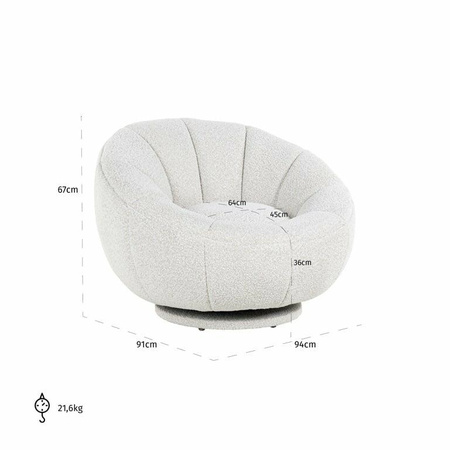 RICHMOND fotel obrotowy KENDALL BOUCLE biały