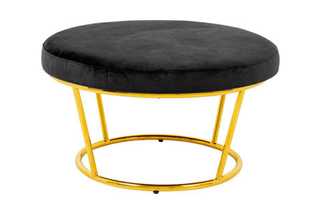 Fotel GABBIA STAND z podnóżkiem złoty - welur, stal