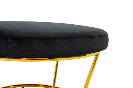 Fotel GABBIA STAND z podnóżkiem złoty - welur, stal