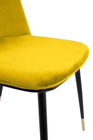 Krzesło DIEGO żółte - welur, podstawa czarno złota