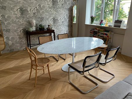 Stół TULIP ELLIPSE MARBLE CARRARA 200 biały - marmur, metal