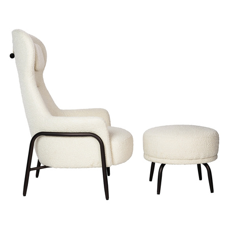 Fotel TEDDY GRAND z podnóżkiem beżowy - stal