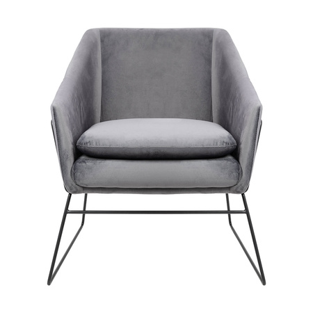 Fotel EMMA VELVET ciemny szary welur - podstawa czarna