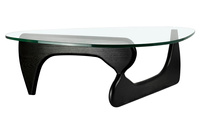 Stolik STABLE BLACK - szkło, podstawa drewniana czarny jesion.