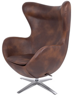 Fotel EGG SZEROKI PU brąz vintage koniak - podstawa stal