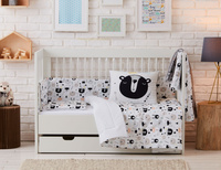 MISIE pościel z wypełnieniem i poduszką płaską (drobny wzór)